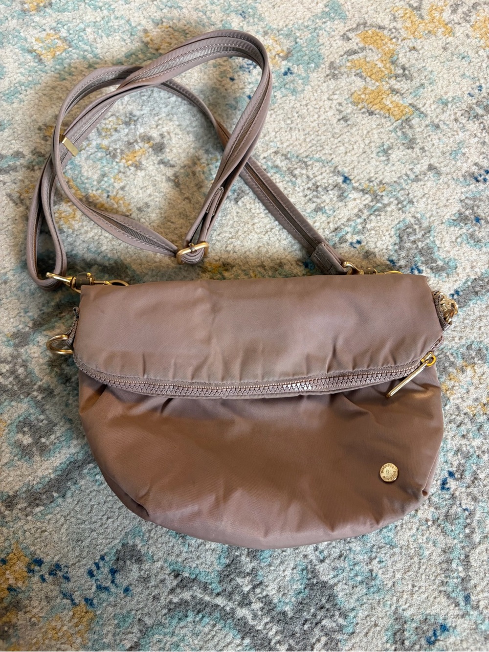 Anti Thief Pacsafe Taupe Crossbody Shoulder Bag